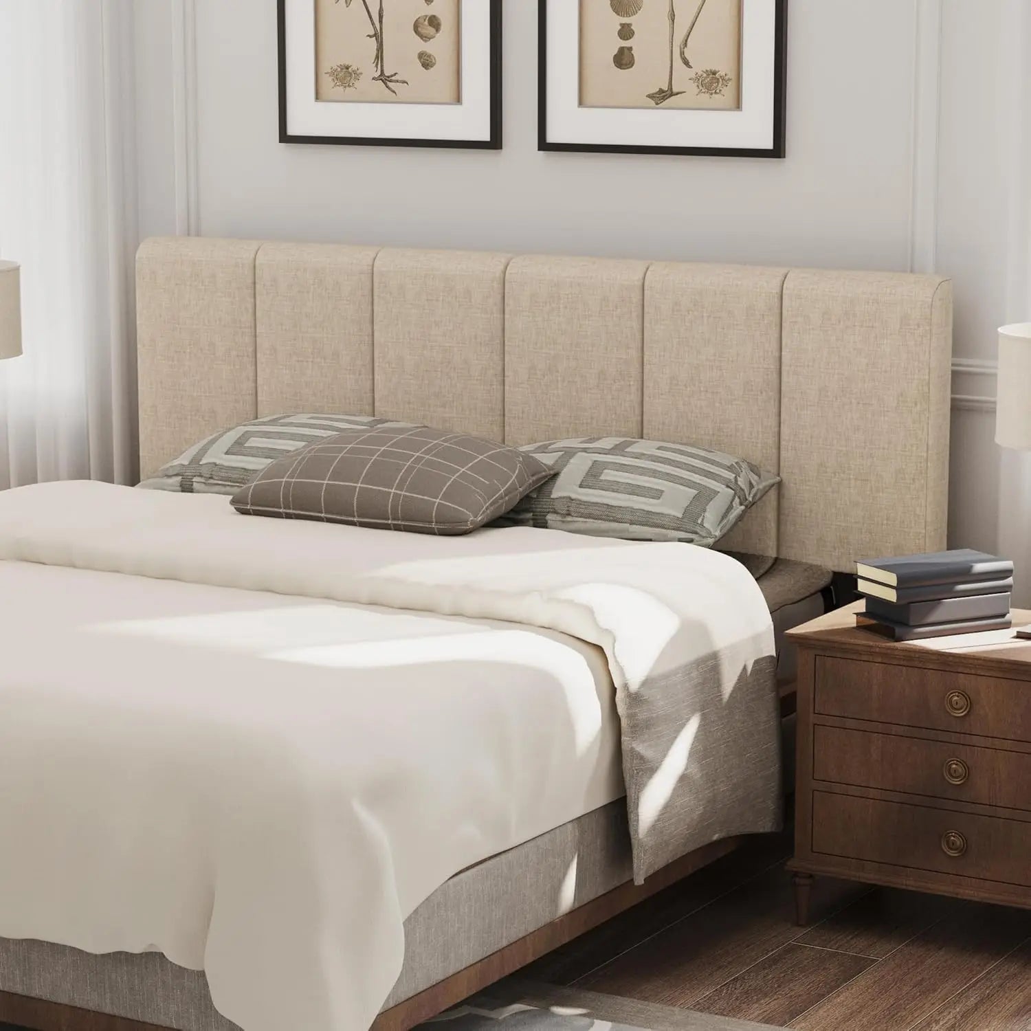 Upholstered Headboards Foldable Queen/Full Linen Panels with Height Adjustments