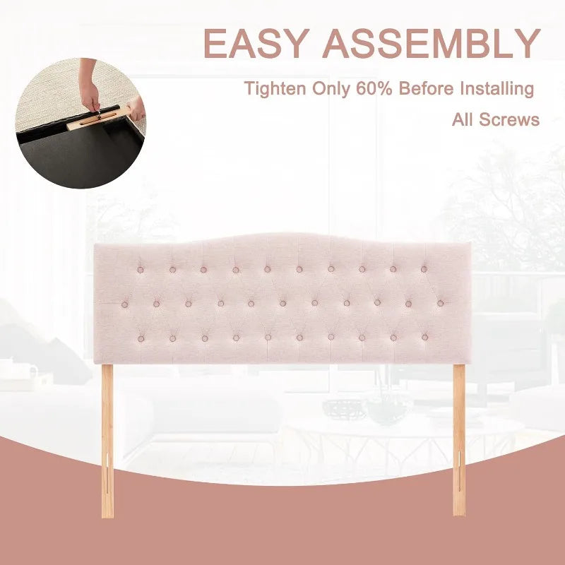 Tufted Upholstered Headboard Queen Size, Sturdy and Durable Solid Wood Bed headboard, Fabric Headboard Adjustable Height