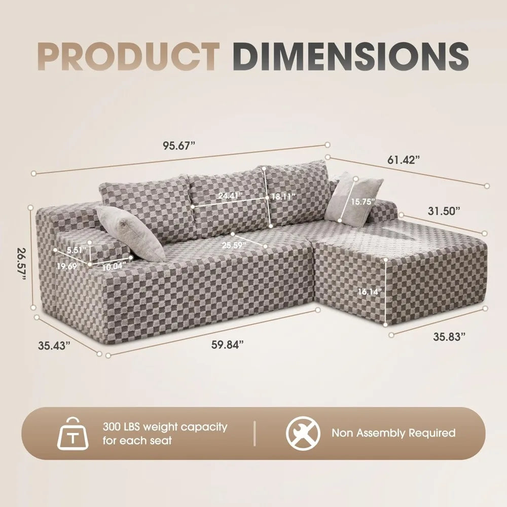Modular Sectional Sofa Couches L-Shape Couch Modular Sofa Memory Foam Sectional Couches for Living Room, Cloud Couch