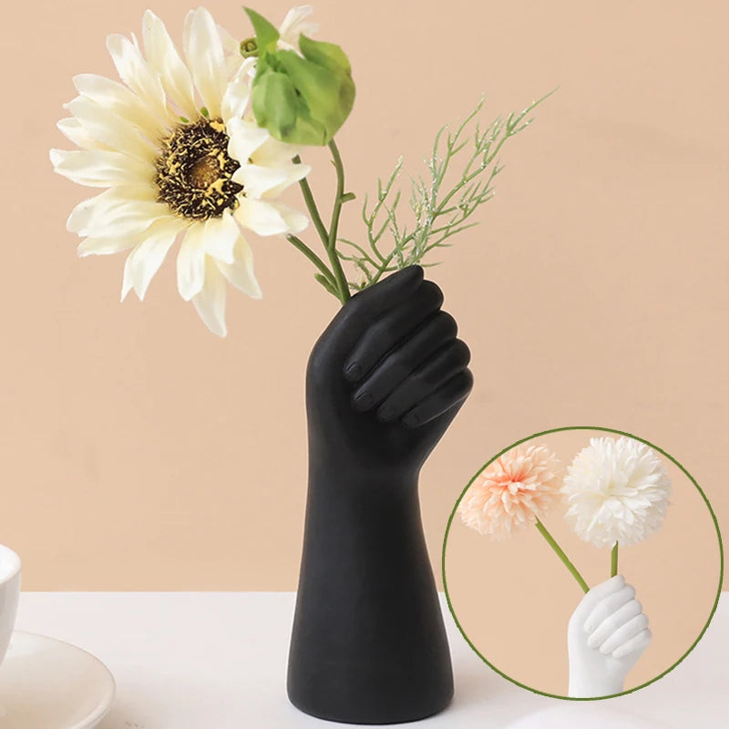 Nordic Creative Vase Home Decor Gesture Flowers Vase Flower Arrangement Dried Flower Art