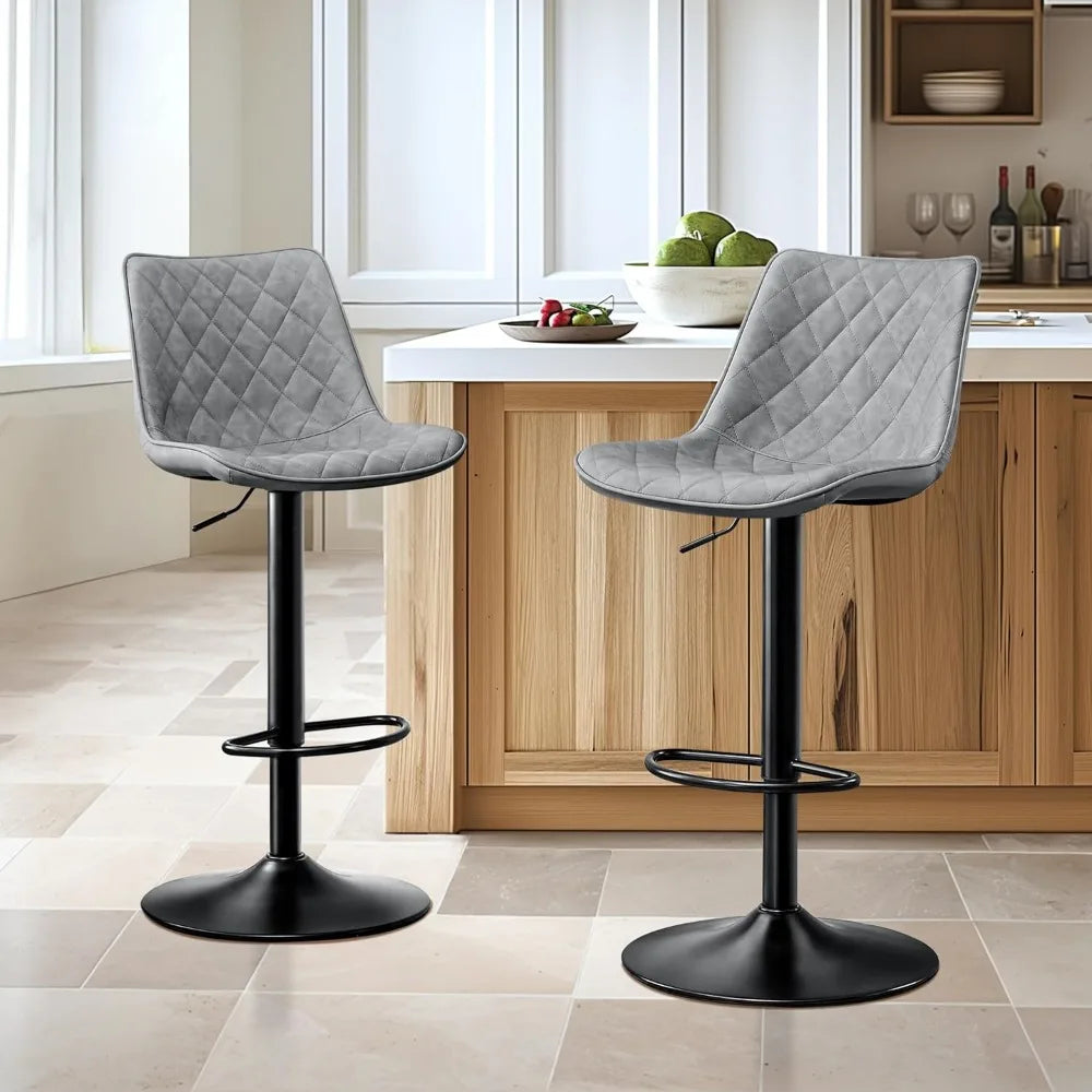 Modern Bar Stool Height Adjustable Scratch-Resistant Leather Bar Chair X-Large Base and Seat Bistro Stool,Kitchen Counter Chair