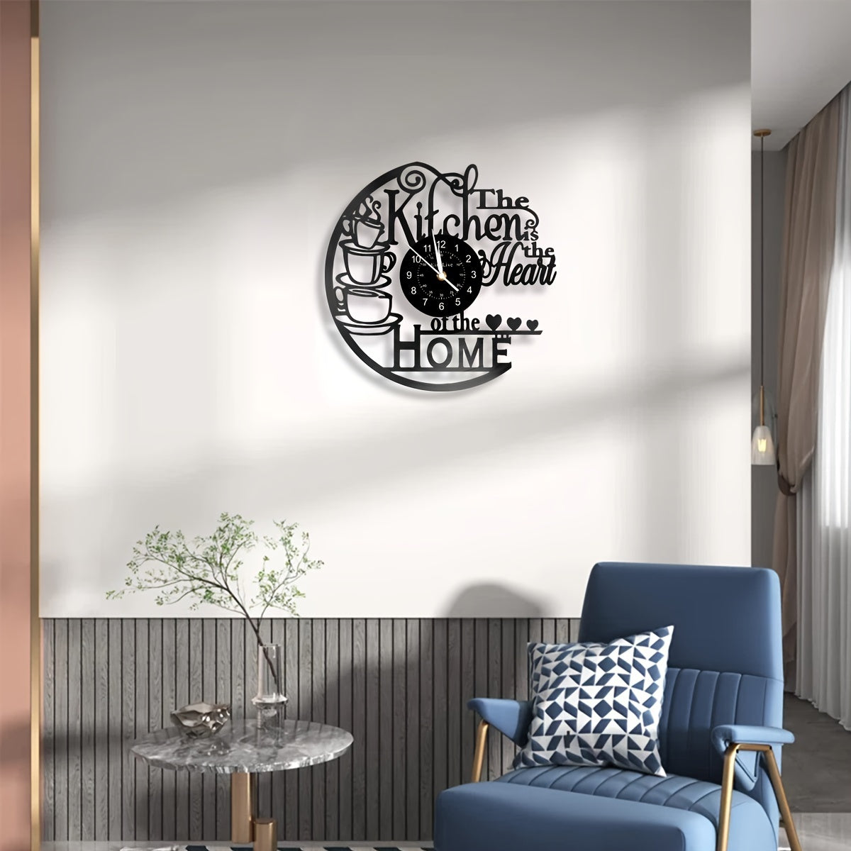 1 Black Vinyl Record Clock Wall Decoration Art Decoration, Coffee Cup Design Clock, Silent Decoration Kitchen Decoration