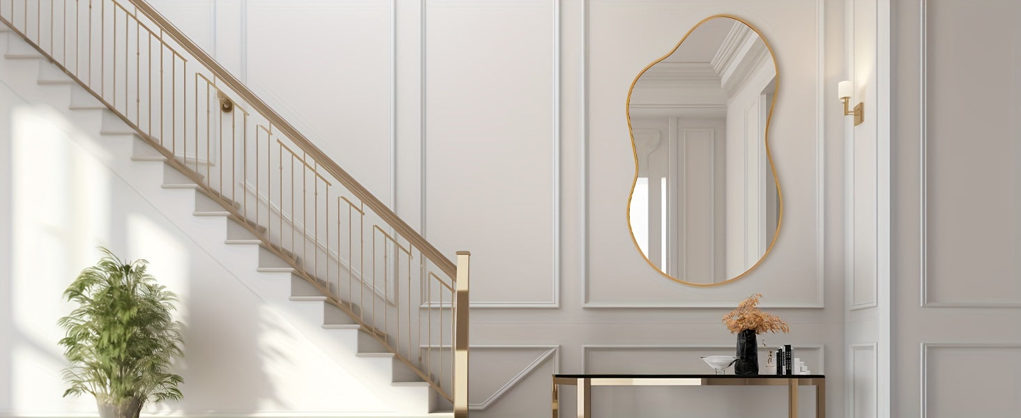 Golden Asymmetrical Mirror - Irregular Wall Mirror Aviation Aluminum Alloy Frame