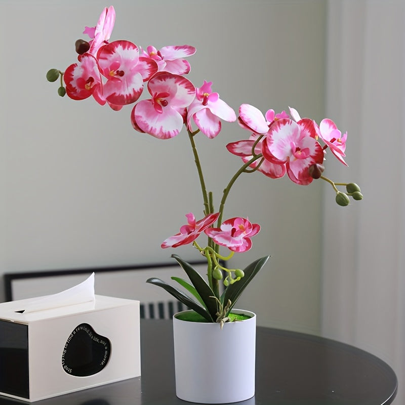 1pc, Artificial Simulation Five-headed Large Orchid Potted Plant For Spring Summer Indoor, Home Flower Decoration Artificial Fake Flower Flower Arrangement