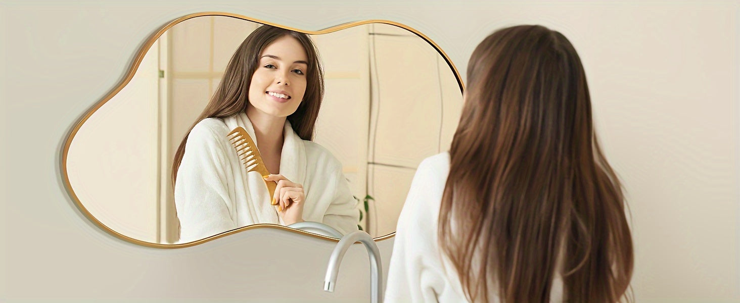 Golden Asymmetrical Mirror - Irregular Wall Mirror Aviation Aluminum Alloy Frame