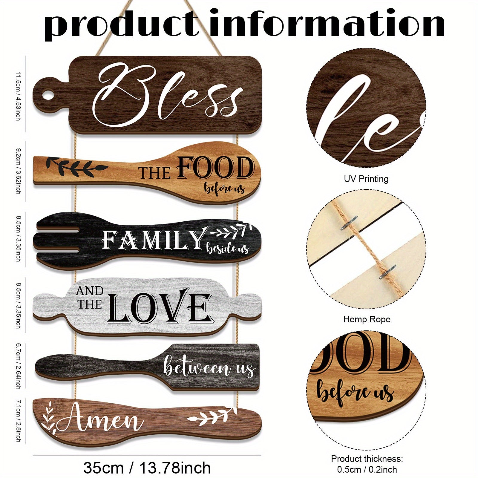 Kitchen Decoration Retro Chic Wooden Blessing Signs