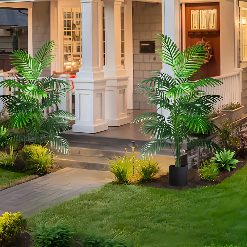 1pc Classic Artificial Palm Plant with 24 Leaves - 36.2" Tropical Tree for Indoor & Outdoor Decor, Plastic Evergreen Faux Palm Tree