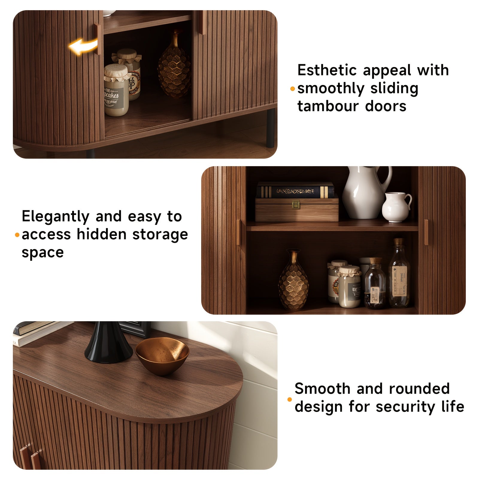 40" Sliding Door Storage Cabinet, Sideboard Buffet Cabinet With Adjustable Shelf, Modern Accent Coffee Bar Cabinet Console Table