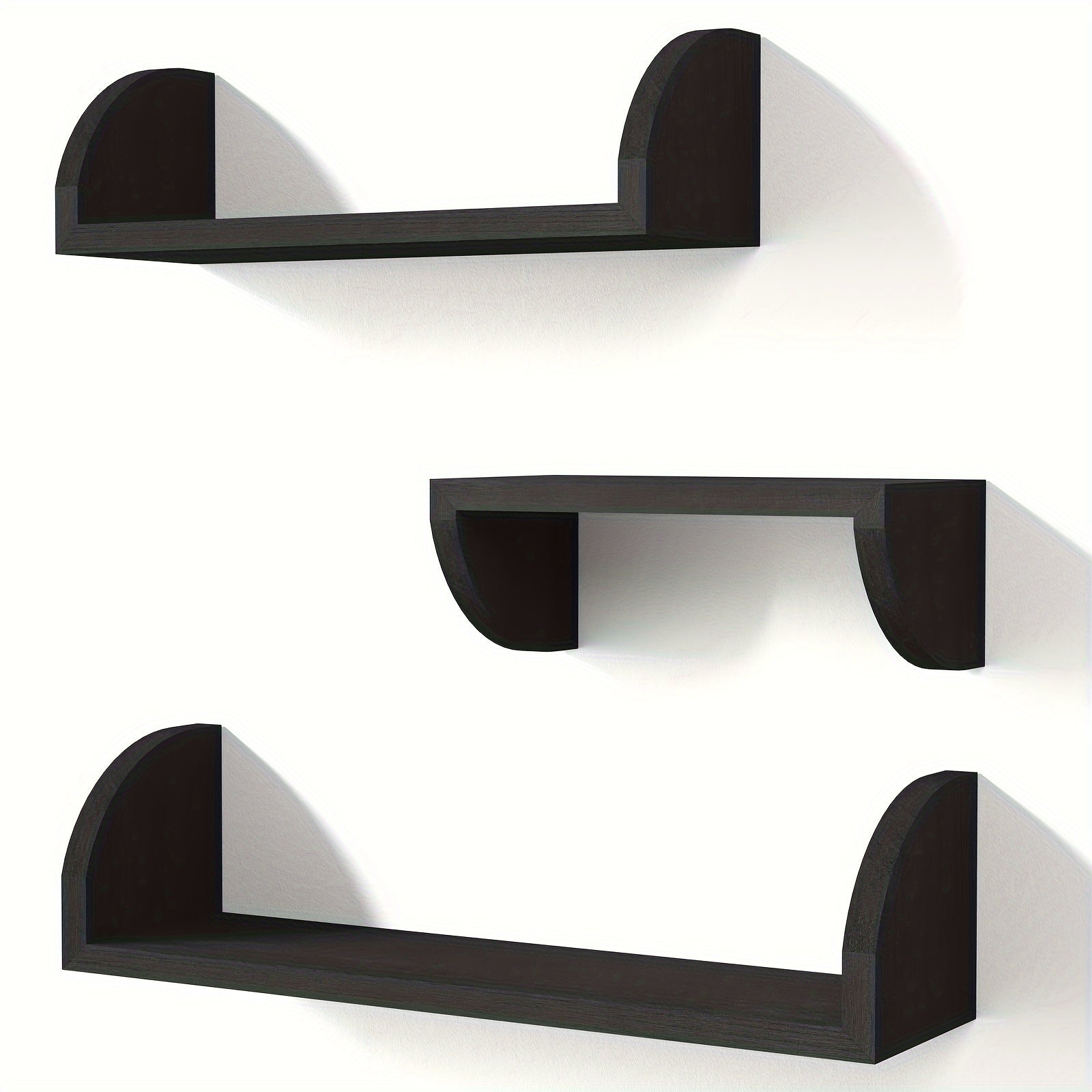 Floating Shelves Wall Mounted, Solid Wood Shelves Wall Bookshelves Set Of 3 - Black