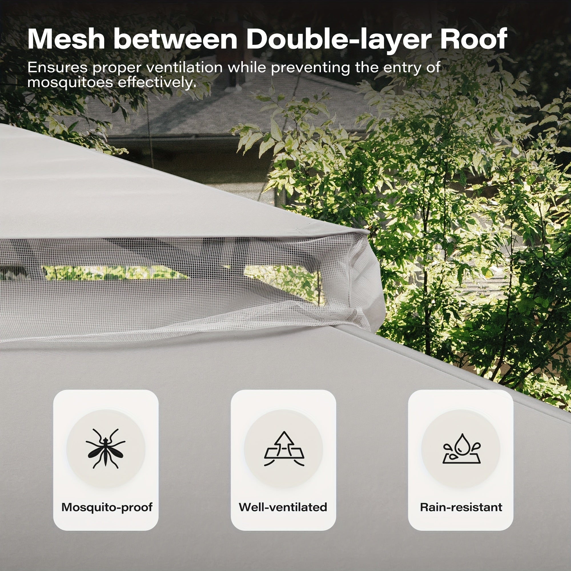 Outdoor Patio Gazebo With Expansion Bolts, Double Roof