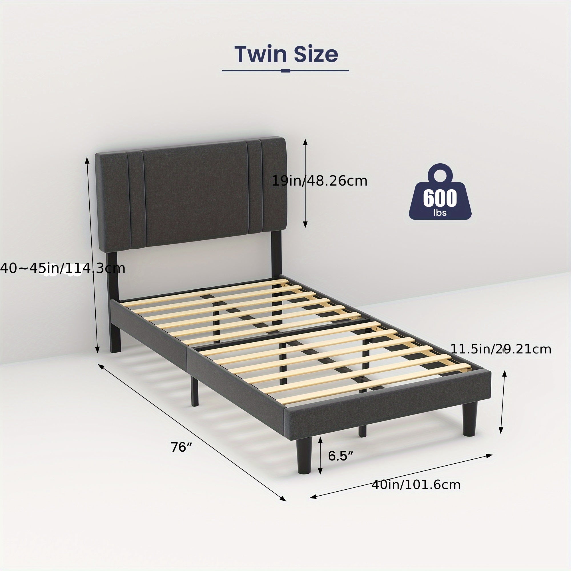 Platform Bed Frame With Adjustable Headboard, Heavy Duty Metal Frame And Wooden Slats Support