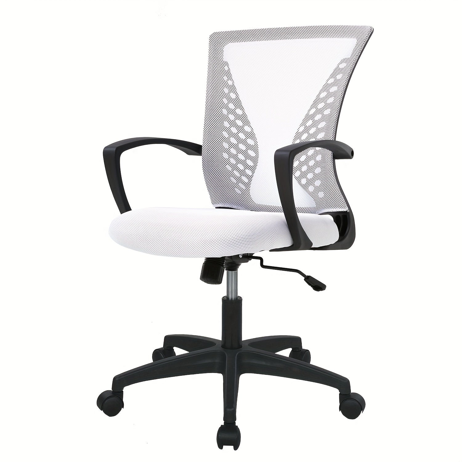 Home Office Chair, Mid Back Computer Swivel Lumbar Support Adjustable Desk Task Computer, Ergonomic Comfort Mesh Chair With Armrests