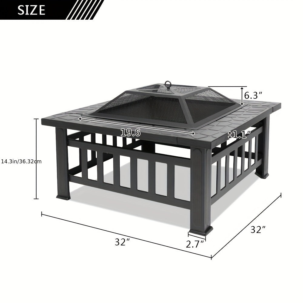 38in Round Wrought Iron with Grill Pan Wood Burning Fire Pit