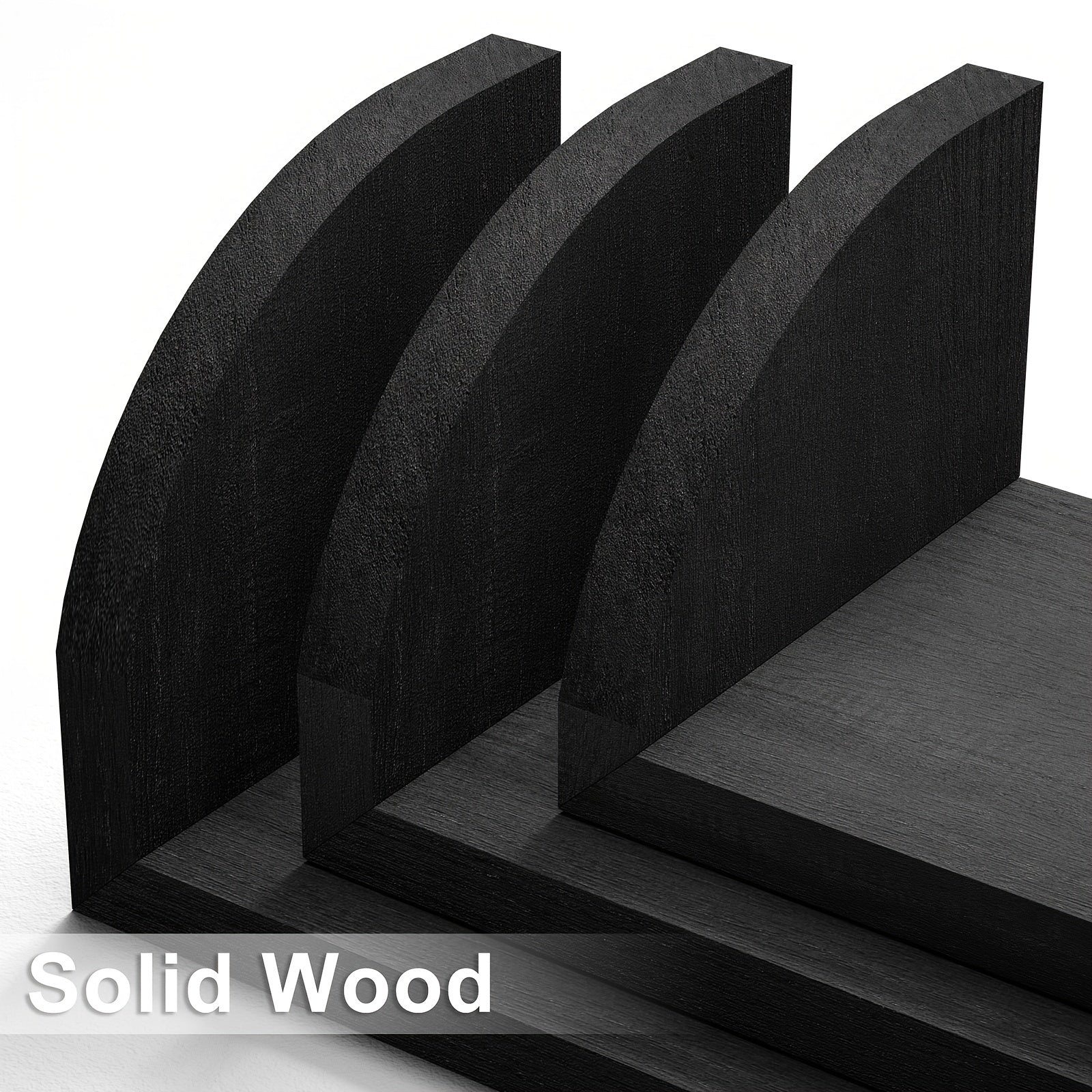 Floating Shelves Wall Mounted, Solid Wood Shelves Wall Bookshelves Set Of 3 - Black