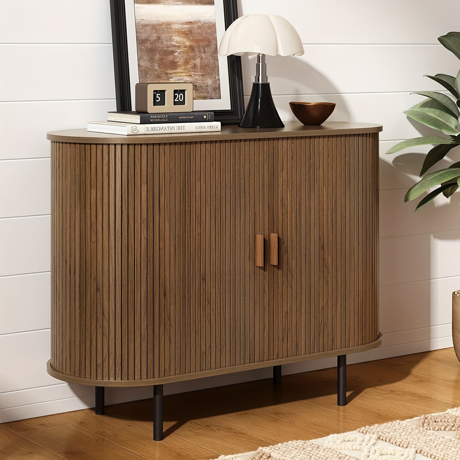 40" Sliding Door Storage Cabinet, Sideboard Buffet Cabinet With Adjustable Shelf, Modern Accent Coffee Bar Cabinet Console Table