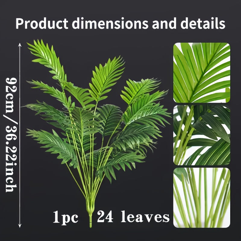1pc Classic Artificial Palm Plant with 24 Leaves - 36.2" Tropical Tree for Indoor & Outdoor Decor, Plastic Evergreen Faux Palm Tree