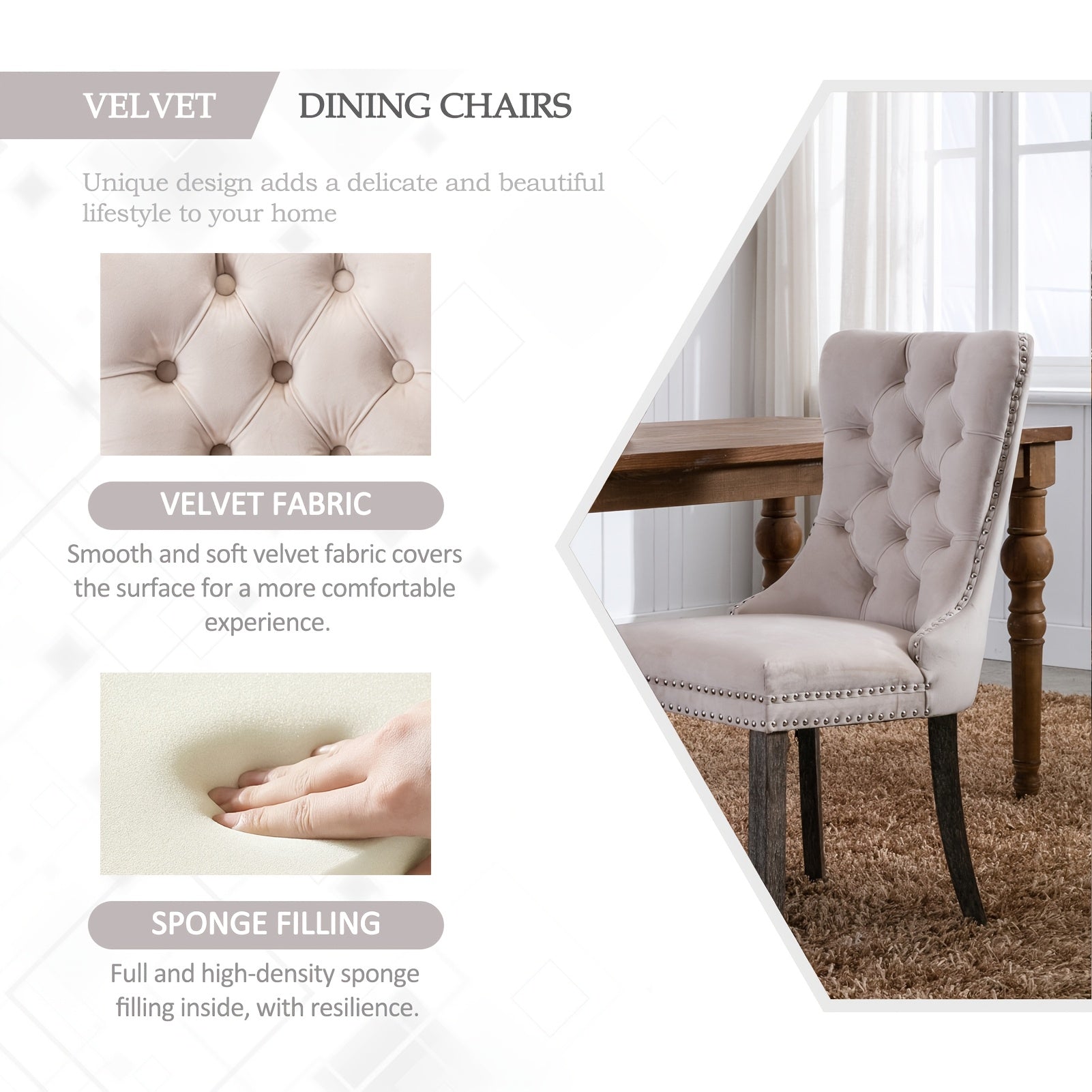 Upholstered Dining Room Chairs, Two-piece Set