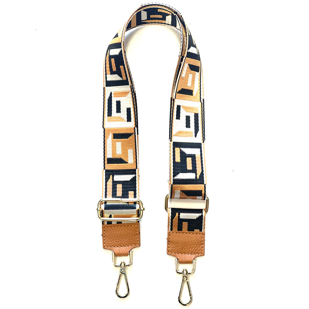 Jacquard Shoulder Strap - Geometric Pattern - Made In Italy