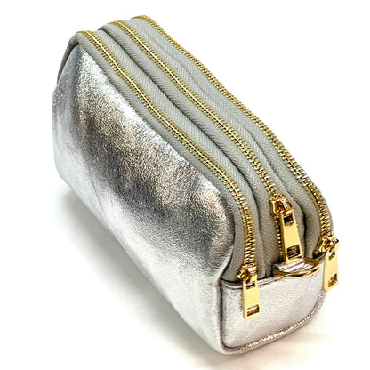 Aurora Metallic Leather Crossbody Wallet - Made In Italy