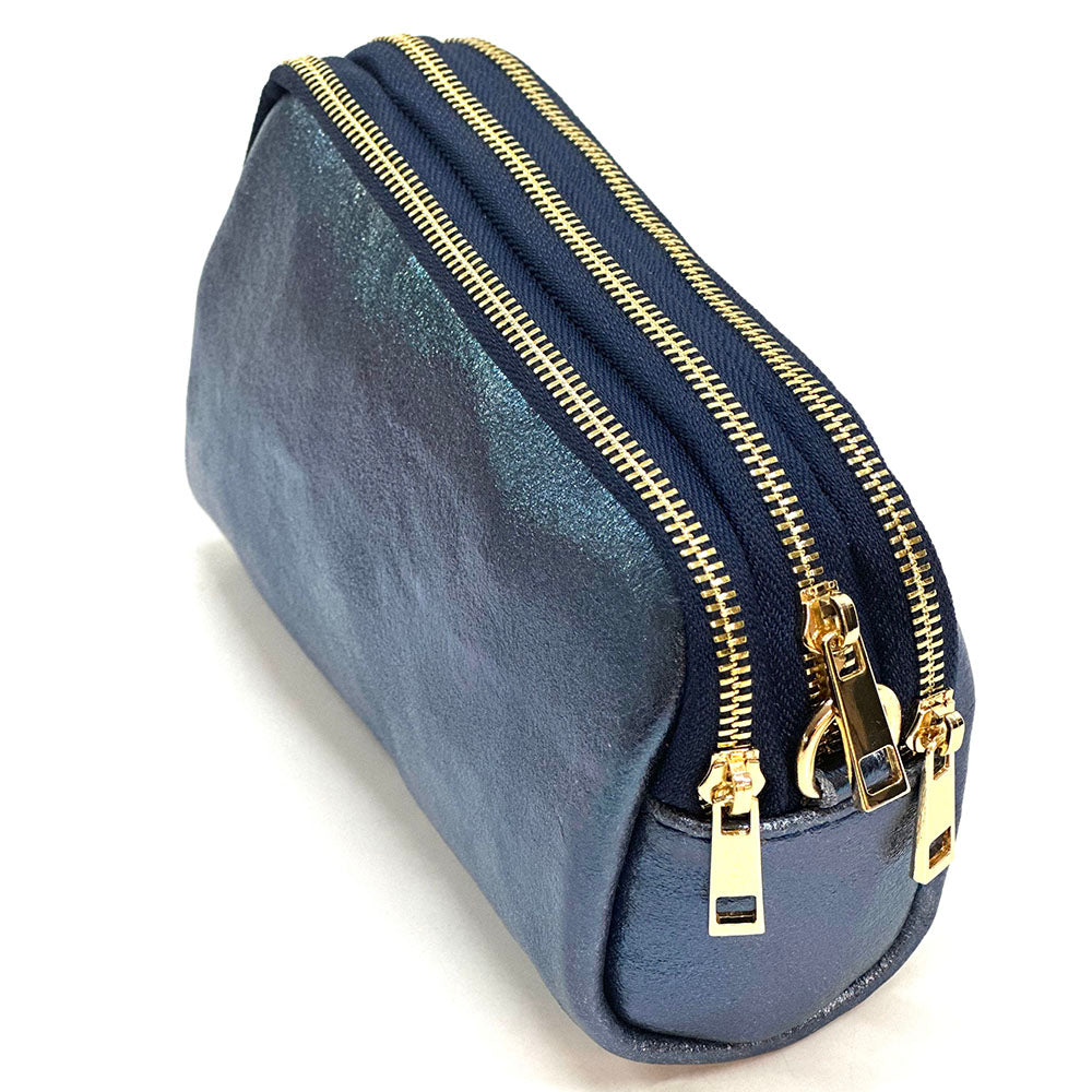 Aurora Metallic Leather Crossbody Wallet - Made In Italy