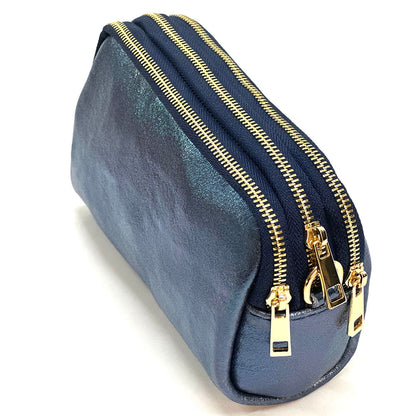 Aurora Metallic Leather Crossbody Wallet - Made In Italy