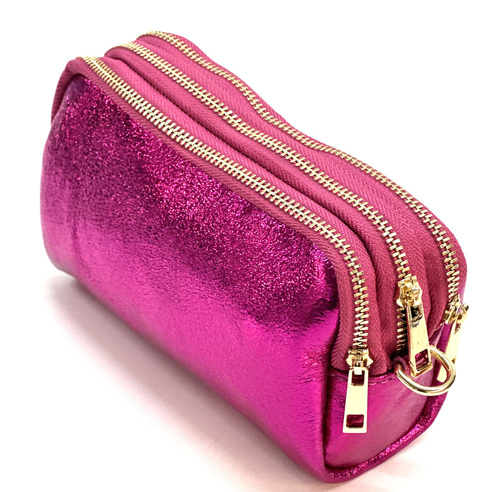 Aurora Metallic Leather Crossbody Wallet - Made In Italy
