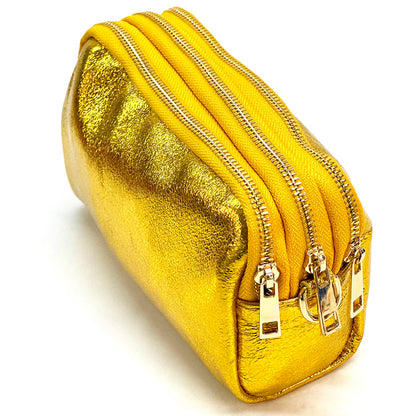 Aurora Metallic Leather Crossbody Wallet - Made In Italy