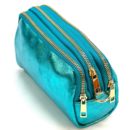 Aurora Metallic Leather Crossbody Wallet - Made In Italy