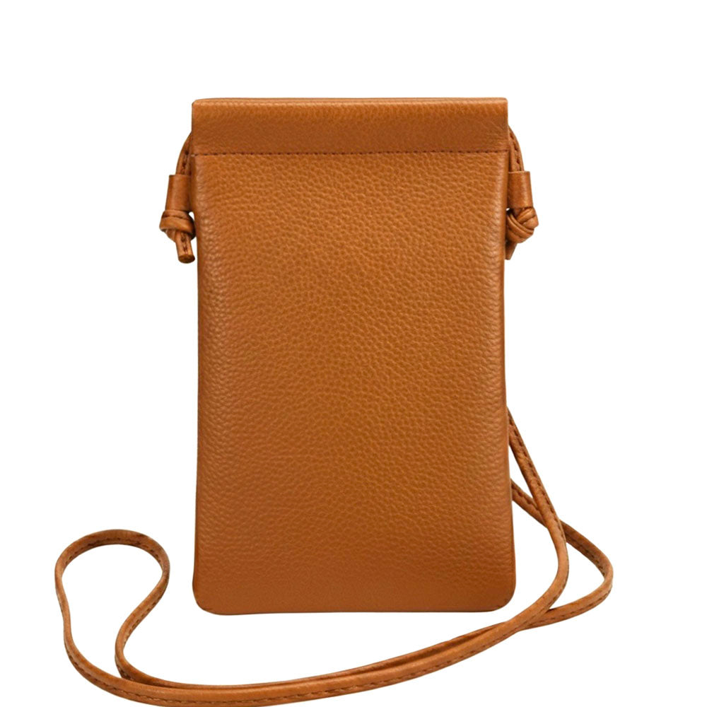 Perla Cow Leather Phone Crossbody Bag - Made In Italy