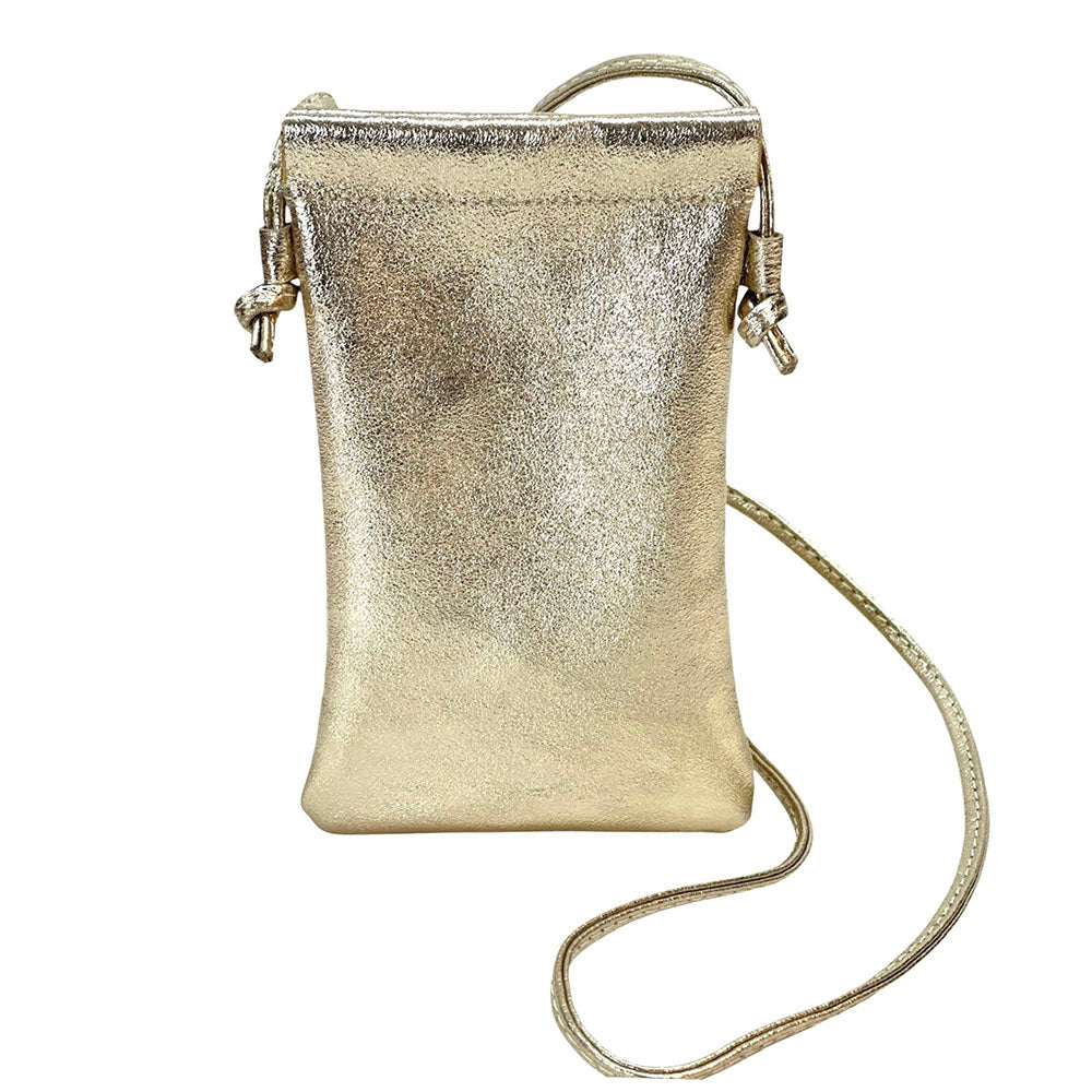 Perla Cow Leather Phone Crossbody Bag - Made In Italy
