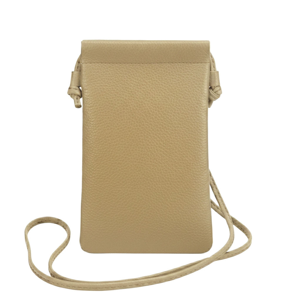 Perla Cow Leather Phone Crossbody Bag - Made In Italy