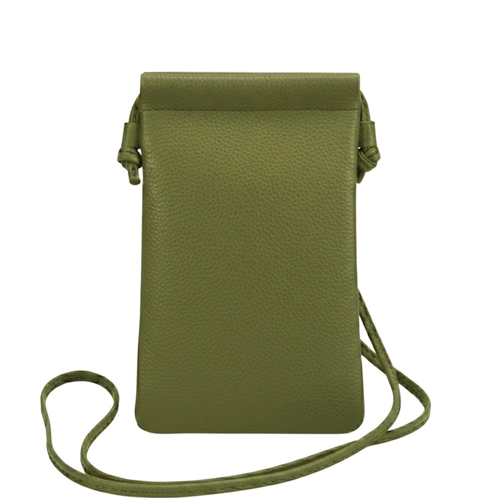 Perla Cow Leather Phone Crossbody Bag - Made In Italy