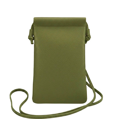 Perla Cow Leather Phone Crossbody Bag - Made In Italy