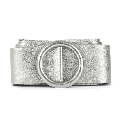 Rings of Elegance Genuine Leather Belt with Decorative Ring - Made In Italy
