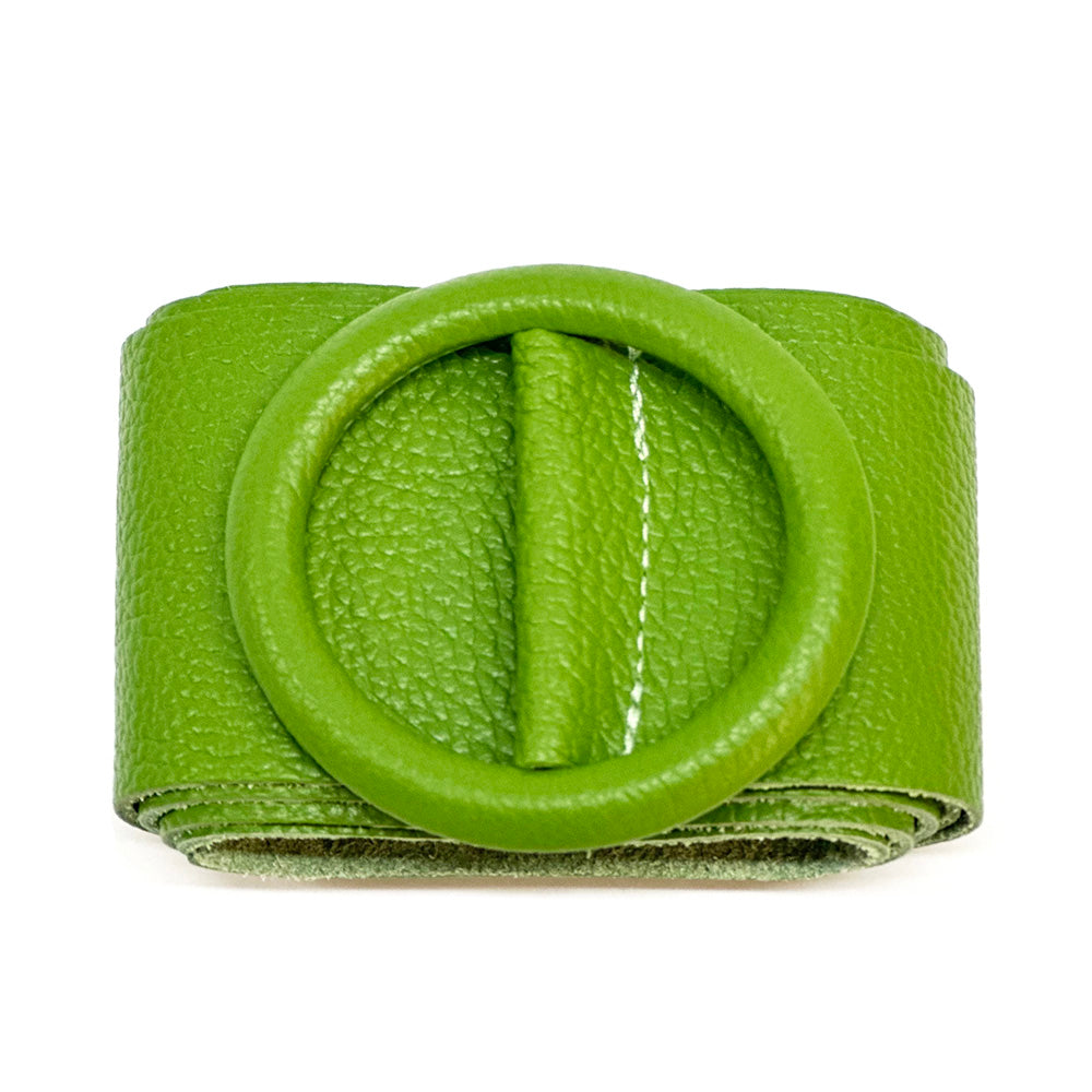 Rings of Elegance Genuine Leather Belt with Decorative Ring - Made In Italy