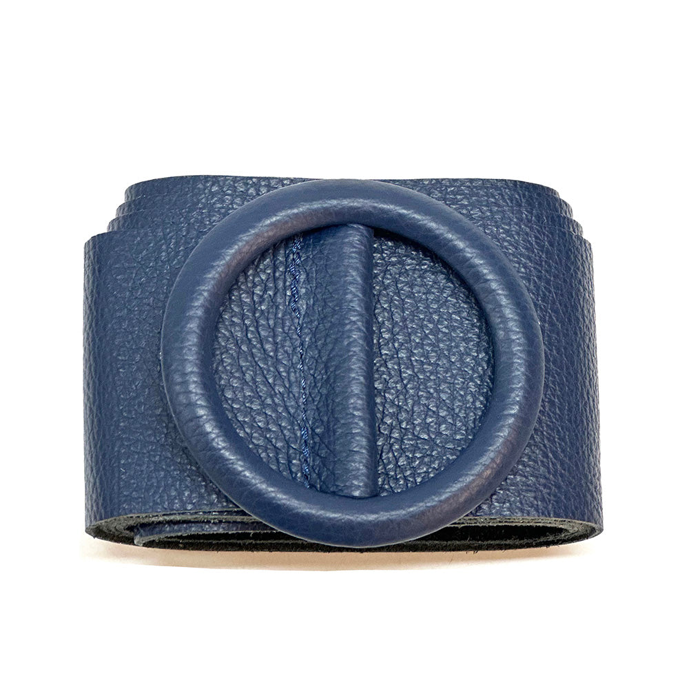 Rings of Elegance Genuine Leather Belt with Decorative Ring - Made In Italy