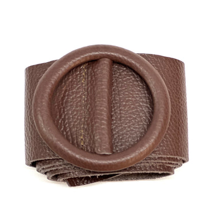 Rings of Elegance Genuine Leather Belt with Decorative Ring - Made In Italy