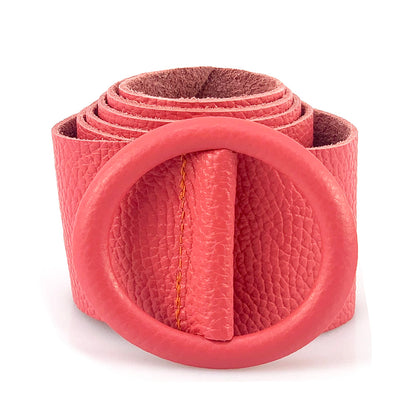 Rings of Elegance Genuine Leather Belt with Decorative Ring - Made In Italy