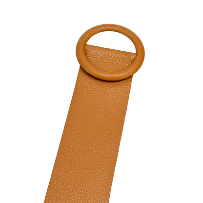 Rings of Elegance Genuine Leather Belt with Decorative Ring - Made In Italy