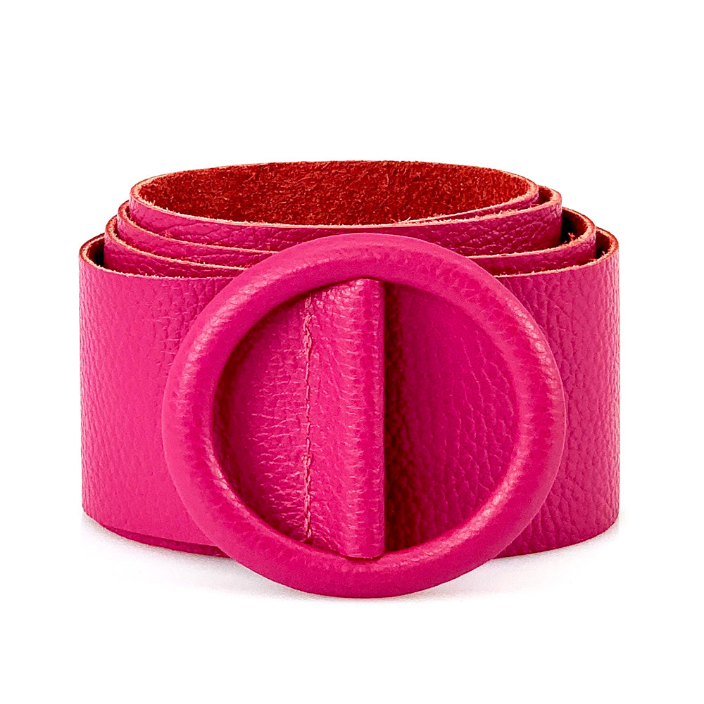 Rings of Elegance Genuine Leather Belt with Decorative Ring - Made In Italy