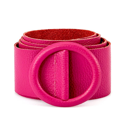 Rings of Elegance Genuine Leather Belt with Decorative Ring - Made In Italy