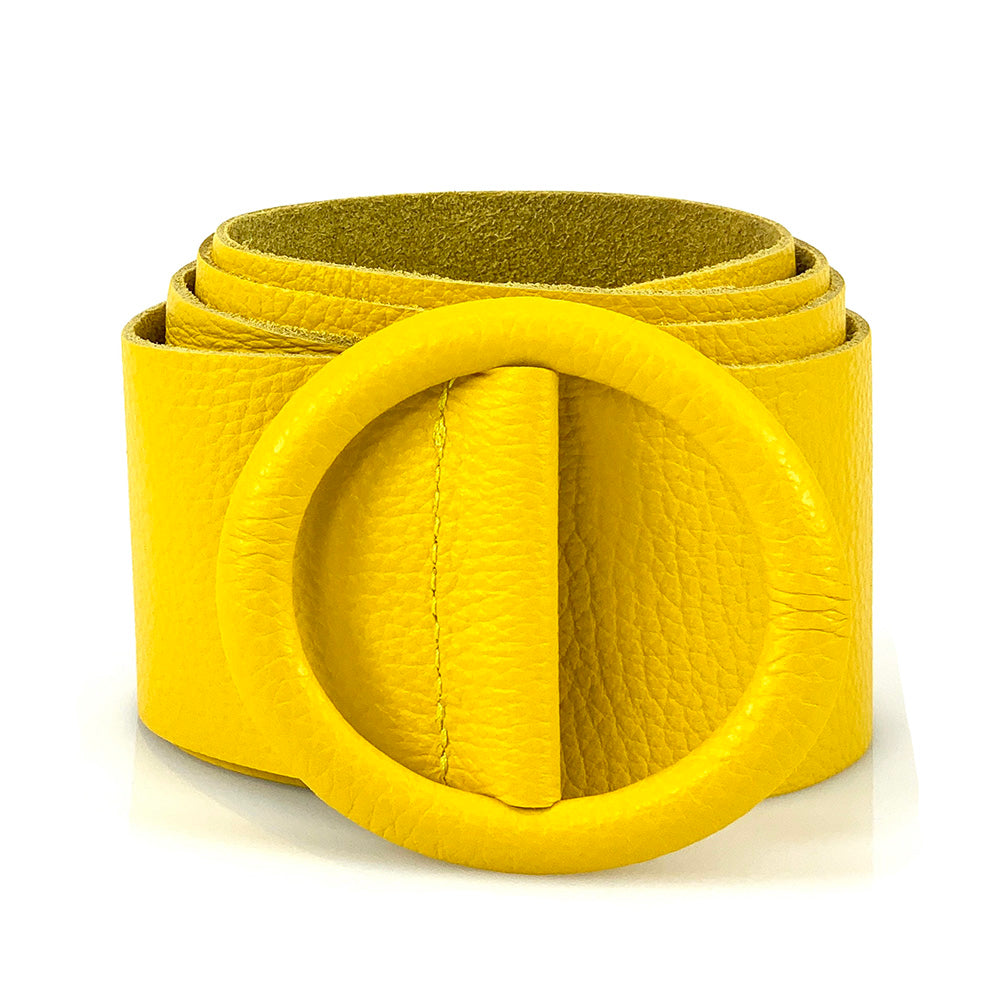 Rings of Elegance Genuine Leather Belt with Decorative Ring - Made In Italy