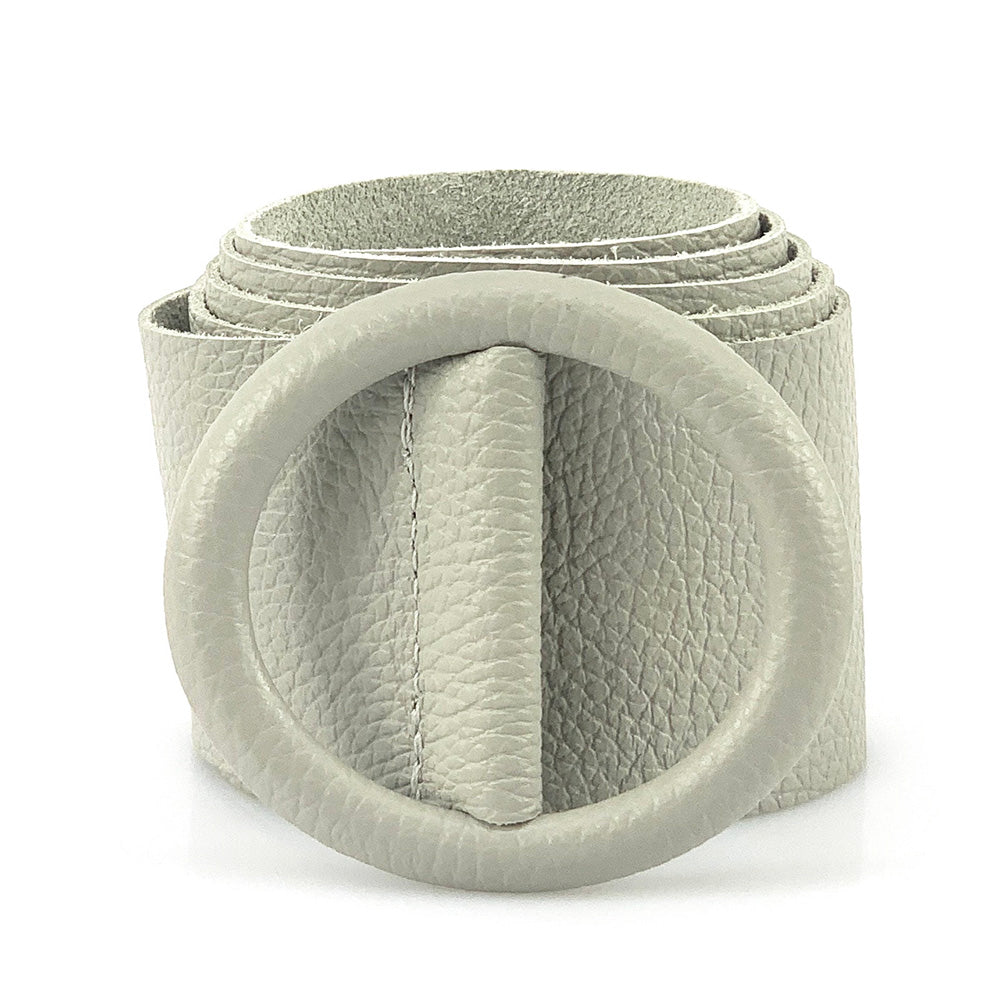 Rings of Elegance Genuine Leather Belt with Decorative Ring - Made In Italy