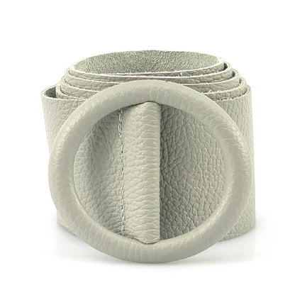 Rings of Elegance Genuine Leather Belt with Decorative Ring - Made In Italy