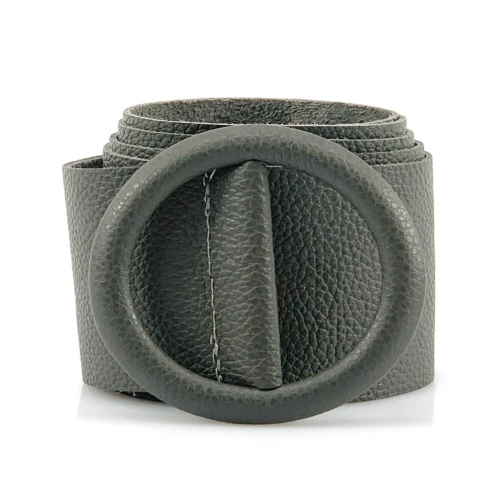 Rings of Elegance Genuine Leather Belt with Decorative Ring - Made In Italy