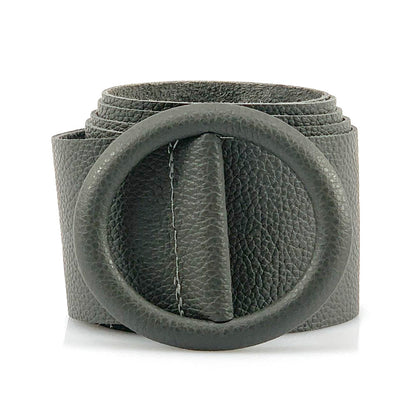 Rings of Elegance Genuine Leather Belt with Decorative Ring - Made In Italy