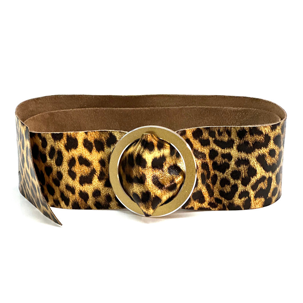 Rings of Elegance Genuine Leather Belt with Decorative Ring - Made In Italy