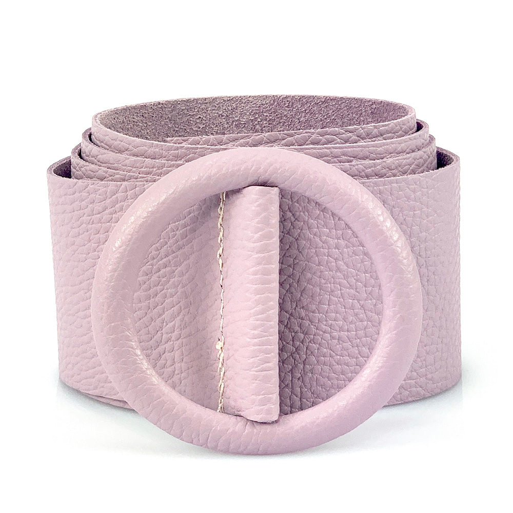 Rings of Elegance Genuine Leather Belt with Decorative Ring - Made In Italy