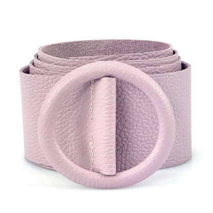 Rings of Elegance Genuine Leather Belt with Decorative Ring - Made In Italy