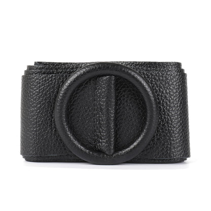 Rings of Elegance Genuine Leather Belt with Decorative Ring - Made In Italy